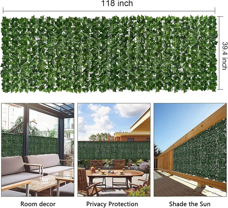 Comtelek Artificial Ivy Privacy Fence 118x39.4in Grass Wall Screen Fake Vines Balcony Fence Privacy Screen Cover, Faux Ivy Leaf Hedge Panels Wall Decoration - Image 2